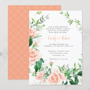  Rozen Greenery White Lattice Wedding Kaart