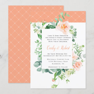 Rozen Greenery White Lattice Wedding Kaart