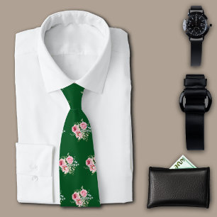 Rozen Groen Personaliseer Initiaal Stropdas