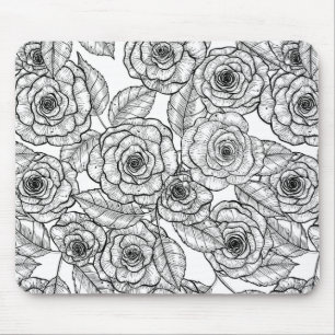 Rozen handgetekend patroon muismat