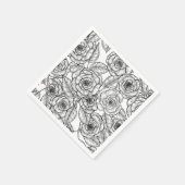 Rozen handgetekend patroon servet (Hoek)