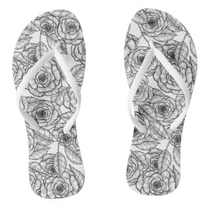 Rozen handgetekend patroon teenslippers