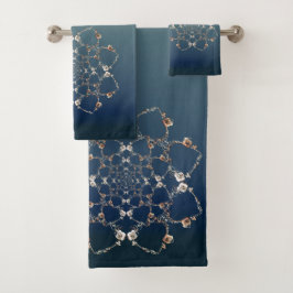 Rozen harten op blauwe gradiënt handdoek