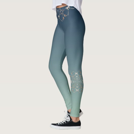 Rozen harten op Blue Gradient Leggings (Links)