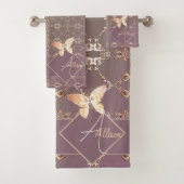 Rozen harten op Plum Moss handdoek (Insitu)