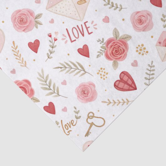 Rozen Hearts Letters Valentijnsdag Tissuepapier (Detail)