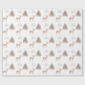 Rozen herten en kerstbomen cadeaupapier (Vlak)