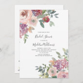 Rozen Hydrangea Bruids Douche Uitnodiging (Voorkant / Achterkant)