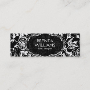 Rozen illustratie in zwart-wit Mini Visitekaartje