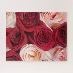 Rozen in bloem bleek roze en rood 16x20 520 stuk legpuzzel