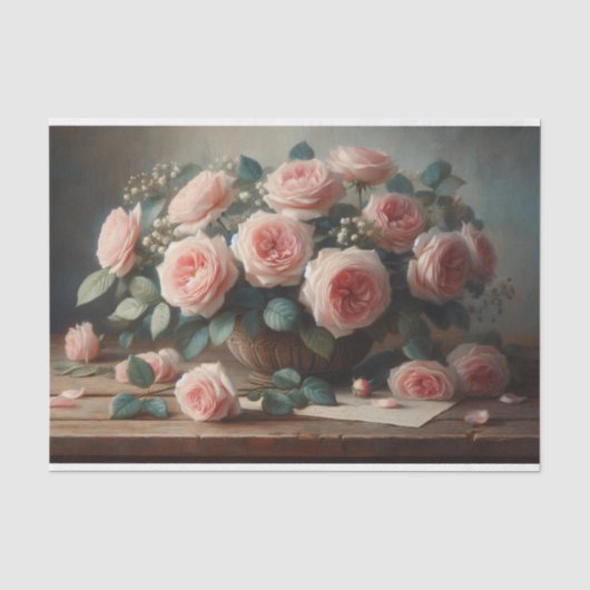 Rozen in Blush Roze Decoupage Tissuepapier (Voorkant)