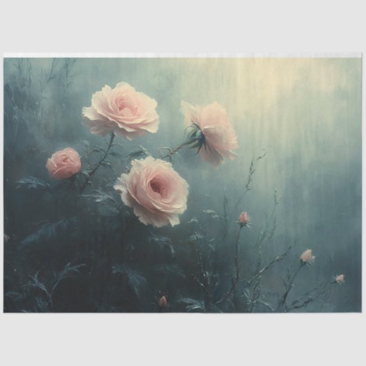 Rozen in de mist Moody Decoupage Tissuepapier (Voorkant)