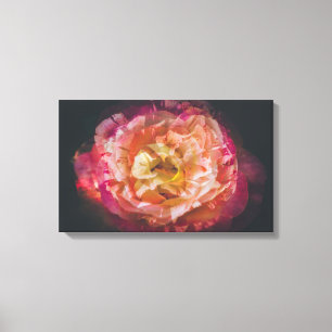 Rozen in een afbeelding met dubbele blootstelling canvas afdruk