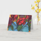 Rozen in een Blue Vase Verjaardag Kaart (Gele Bloem)