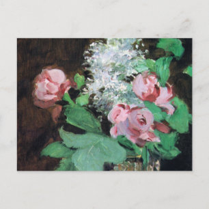 Rozen in een Briefkaart van de Vaas van het Krista