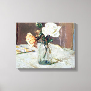 Rozen in een glazen vaas van Edouard Vuillard Canvas Afdruk