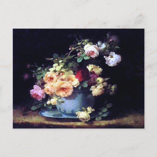 Rozen in een Porcelain Bowl van het Briefkaart Emi (Voorkant)