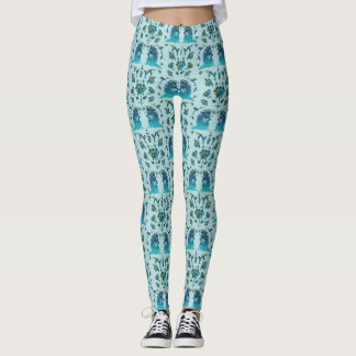 Rozen in een ruwe lap aqua leggings