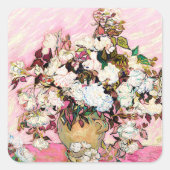 Rozen in een vaas, Van Gogh Vierkante Sticker (Voorkant)