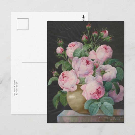 Rozen in een Vase door Pierre Joseph Briefkaart (Voorkant / Achterkant)