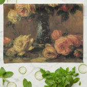 Rozen in een Vase door Pierre Renoir, Kunst Theedoek (Gevouwen)