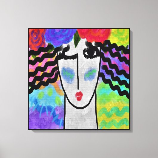 Rozen in Hair Abstract digitaal schilderen Canvas Afdruk (Voorkant)