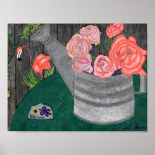 Rozen in het water van Julia Hanna Poster