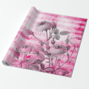 Rozen in Hot Pink Achtergrond   Floral Cadeaupapier