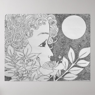 Rozen in inkt poster