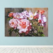 Rozen in Pavlovsk - Elegant olieverfschilderij van Canvas Afdruk (Insitu (Houten vloer))