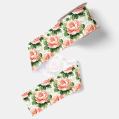 Rozen in Peach Pink Pattern Grosgrain Lint (Achterkant)