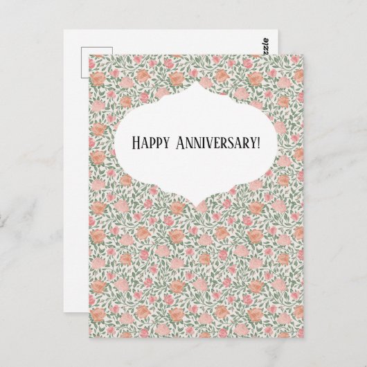 Rozen in perfect roze en perzik tinten briefkaart (Voorkant / Achterkant)