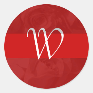 "Rozen in Romantisch Rood" - Monogram [a] Ronde Sticker
