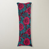 Rozen in rood en blauw lichaamskussen (Voorkant Verticaal)