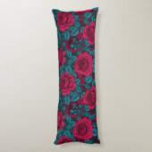 Rozen in rood en blauw lichaamskussen (Achterkant (Verticaal))