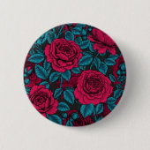 Rozen in rood en blauw ronde button 5,7 cm (Voorkant)