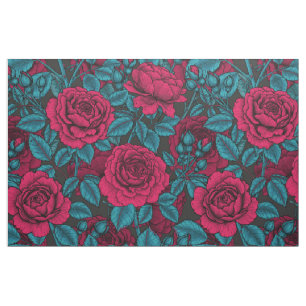Rozen in rood en blauw stof