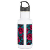 Rozen in rood en blauw waterfles (Achterkant)