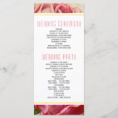 rozen in roze bloemenbruiloft programma (Achterkant)