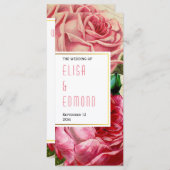 rozen in roze bloemenbruiloft programma (Voorkant / Achterkant)