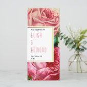 rozen in roze bloemenbruiloft programma (Staand voorkant)