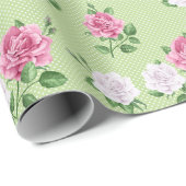 Rozen in roze en wit cadeaupapier (Rol Hoek)