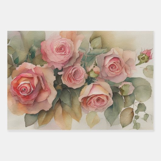 Rozen inpakpapier set (Voorkant)