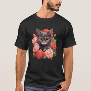 Rozen Kat Kitten Bloem Tuinieren Bloemstuk T-shirt