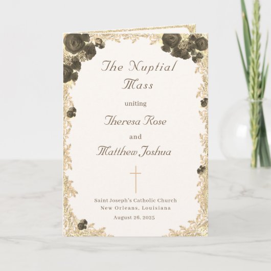  Rozen Katholieke bruiloft programma (Voorkant)