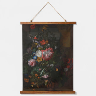 Rozen klaprozen en andere bloemen - Rachel Ruysch Hangend Wandkleed