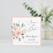 Rozen Koraal waterverven opslaan Datum Kaart (Staand voorkant)