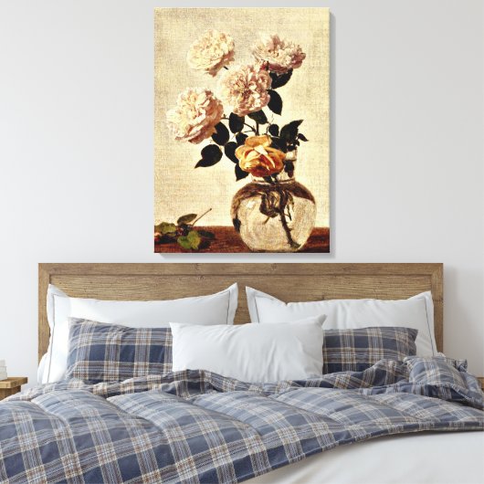 Rozen, kunstwerk van Henri Fantin-Latour Canvas Afdruk (Insitu (Slaapkamer))
