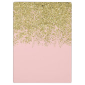 Rozen kwarts en gouden glitter cascade klembord (Achterkant)