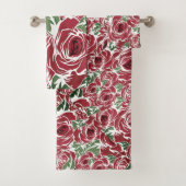 Rozen Landrode groene  bloem Bad Handdoek (Insitu)